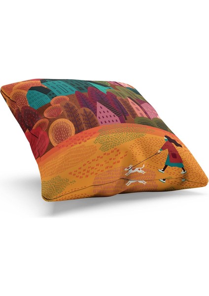 Çift Tarafı Baskılı Fall - 1 Desenli Süet Kırlent Kılıfı fiyatları