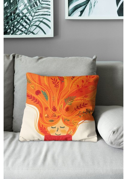 Çift Tarafı Baskılı Sonbahar - 2 Desenli Süet Kırlent Kılıfı modelleri