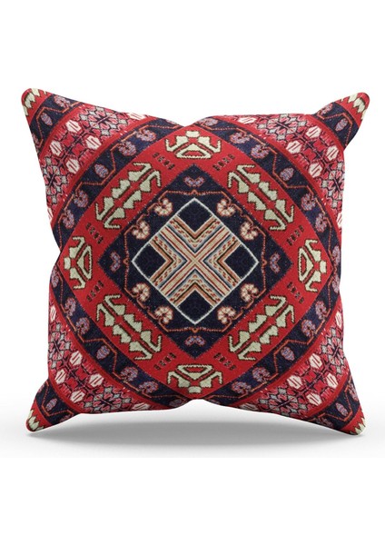 Çift Tarafı Baskılı Türkiye Kilim-3 Desenli Süet Kırlent Kılıfı