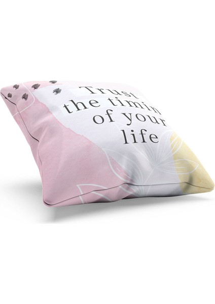 Çift Tarafı Baskılı Life Words-2 Desenli Süet Kırlent Kılıfı fiyatları