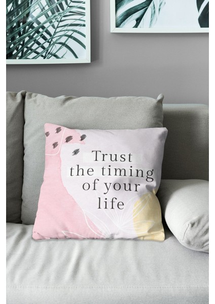 Çift Tarafı Baskılı Life Words-2 Desenli Süet Kırlent Kılıfı modelleri