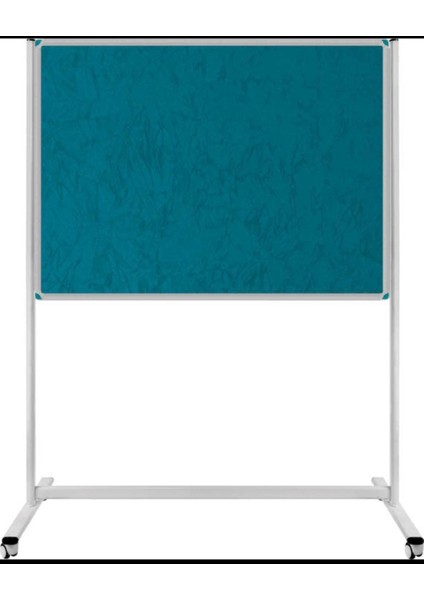 120 x 200 cm Kumaşlı Pano Turkuaz Renk Tek Taraflı Tekerlekli Ayaklı Alüminyum Çerçeveli