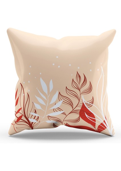 Çift Tarafı Baskılı Sonbahar Yaprakları - 2 Desenli Süet Kırlent Kılıfı