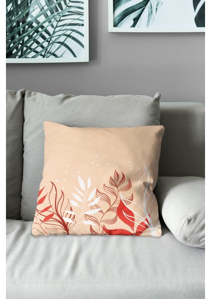 Çift Tarafı Baskılı Sonbahar Yaprakları - 2 Desenli Süet Kırlent Kılıfı modelleri