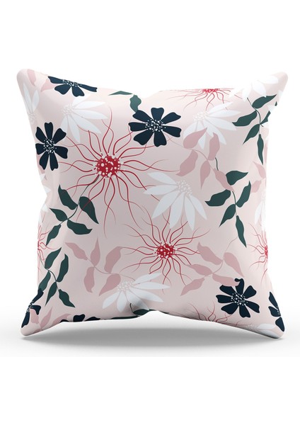 Çift Tarafı Baskılı Mirror Flower - 4 Desenli Süet Kırlent Kılıfı