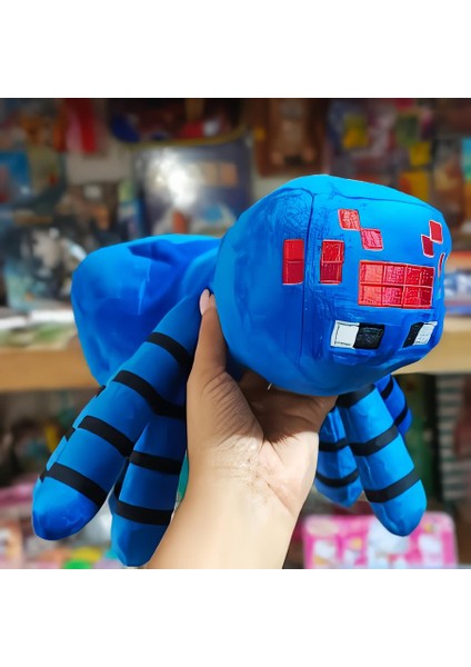 Ithal Kumaş Minecraft Jinx Mojang Blue Spider Karakter Figür Peluş Oyuncak Uyku Oyun Arkadaşı 30 Cm.