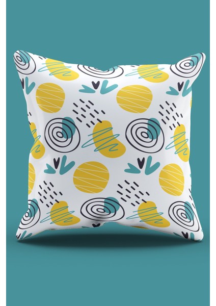 Çift Tarafı Baskılı Beyaz Spiral Desenli Süet Kırlent Kılıfı - PL933