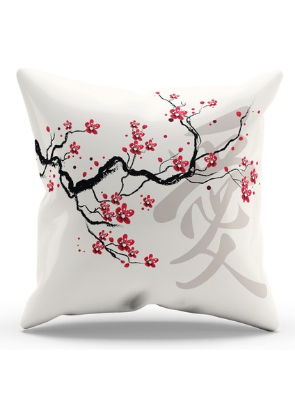 Çift Tarafı Baskılı Blossom Japan - 4 Desenli Süet Kırlent Kılıfı