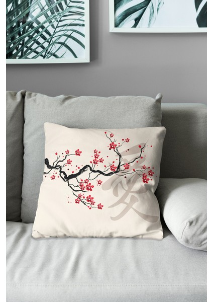 Çift Tarafı Baskılı Blossom Japan - 4 Desenli Süet Kırlent Kılıfı modelleri