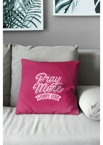 Çift Tarafı Baskılı Pembe Happy Words Desenli Süet Kırlent Kılıfı modelleri