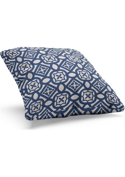Çift Tarafı Baskılı Navy Vintage-1 Desenli Süet Kırlent Kılıfı fiyatları