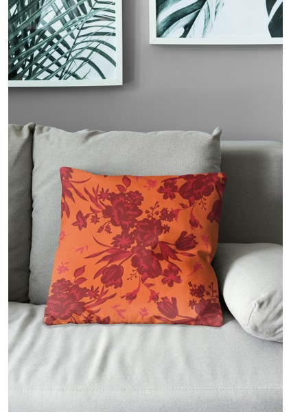 Çift Tarafı Baskılı Burgundy-4 Desenli Süet Kırlent Kılıfı modelleri