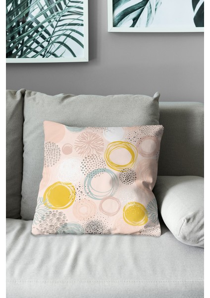 Çift Tarafı Baskılı Xero Floral-2 Desenli Süet Kırlent Kılıfı