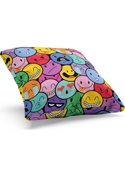 Çift Tarafı Baskılı Emoji Desenli Süet Kırlent Kılıfı fiyatları