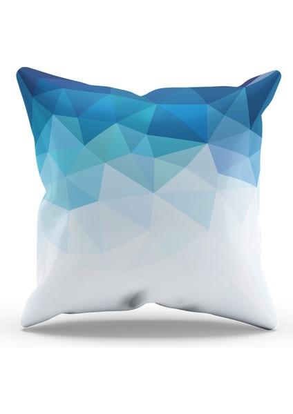 Çift Tarafı Baskılı Blue Diamond Desenli Süet Kırlent Kılıfı