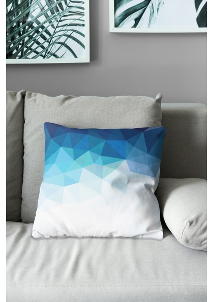 Çift Tarafı Baskılı Blue Diamond Desenli Süet Kırlent Kılıfı modelleri