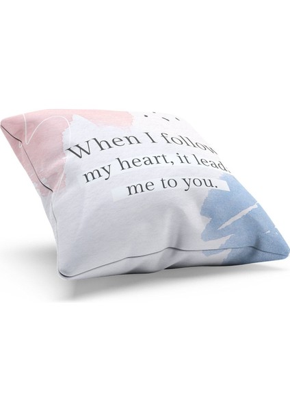 Çift Tarafı Baskılı Life Words-1 Desenli Süet Kırlent Kılıfı fiyatları