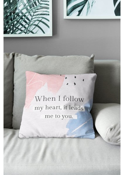 Çift Tarafı Baskılı Life Words-1 Desenli Süet Kırlent Kılıfı modelleri