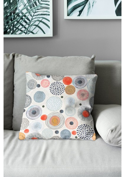 Çift Tarafı Baskılı Japanese Round Desenli Süet Kırlent Kılıfı modelleri