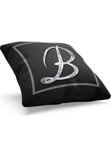 Çift Tarafı Baskılı B Harfi Desenli Süet Kırlent Kılıfı fiyatları
