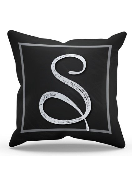 Çift Tarafı Baskılı S Harfi Desenli Süet Kırlent Kılıfı