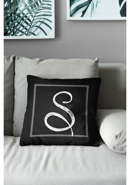 Çift Tarafı Baskılı S Harfi Desenli Süet Kırlent Kılıfı modelleri