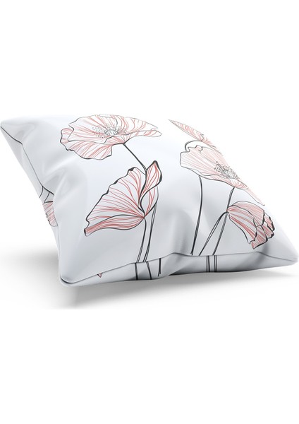 Çift Tarafı Baskılı Poppy Kırmızı-1 Desenli Süet Kırlent Kılıfı fiyatları