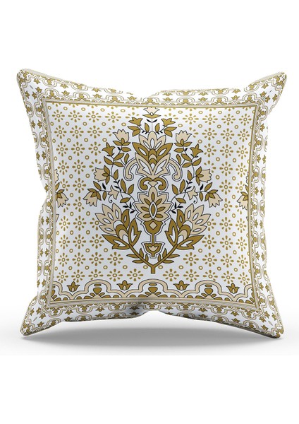 Çift Tarafı Baskılı Eski Perde - 1 Desenli Süet Kırlent Kılıfı