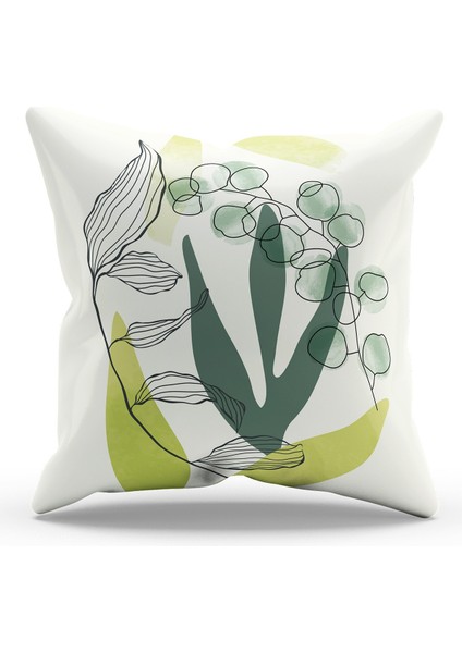 Çift Tarafı Baskılı Zeytin Dalı - 4 Desenli Süet Kırlent Kılıfı