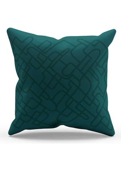 Çift Tarafı Baskılı Yeşil Trend Color Desenli Süet Kırlent Kılıfı