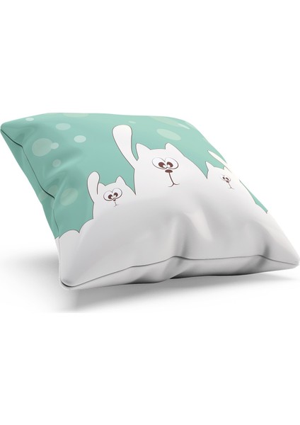 Çift Tarafı Baskılı Cats Gang Desenli Süet Kırlent Kılıfı fiyatları