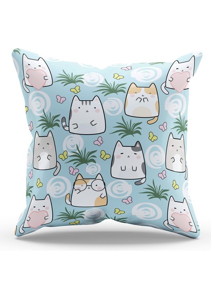 Çift Tarafı Baskılı Kediler Desenli 2'li Kombin Süet Kırlent Kılıfı fiyatları