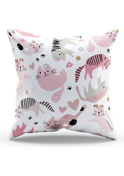 Çift Tarafı Baskılı Kediler Desenli 2'li Kombin Süet Kırlent Kılıfı indirimleri