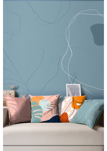 Çift Tarafı Baskılı Art Serisi-2 Desenli 4'lü Kombin Süet Kırlent Kılıfı - PLG151