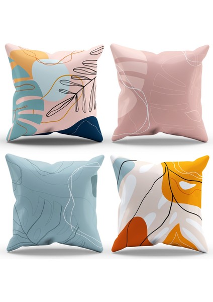 Çift Tarafı Baskılı Art Serisi-2 Desenli 4'lü Kombin Süet Kırlent Kılıfı - PLG151 fiyatları