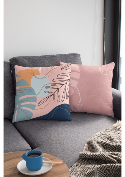 Çift Tarafı Baskılı Art Serisi-2 Desenli 4'lü Kombin Süet Kırlent Kılıfı - PLG151 modelleri