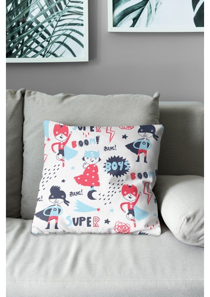 Çift Tarafı Baskılı Çocuk - 2 Desenli Süet Kırlent Kılıfı modelleri