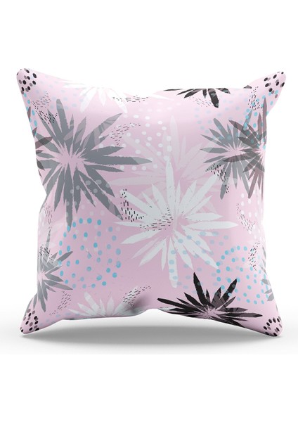 Çift Tarafı Baskılı Brush Flower-2 Desenli Süet Kırlent Kılıfı