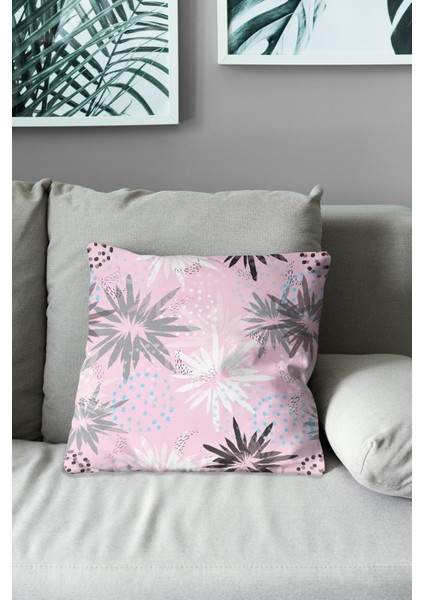 Çift Tarafı Baskılı Brush Flower-2 Desenli Süet Kırlent Kılıfı modelleri