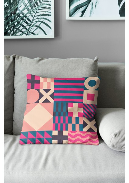 Çift Tarafı Baskılı Geometrik 2 Desenli Süet Kırlent Kılıfı modelleri