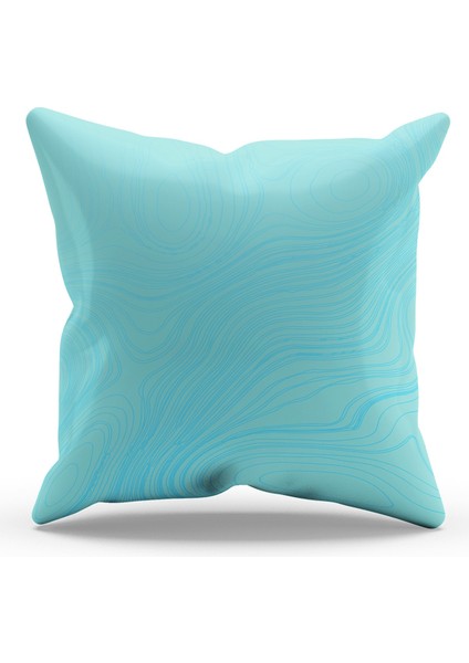 Çift Tarafı Baskılı Turkuaz Dalga Stili Desenli Süet Kırlent Kılıfı