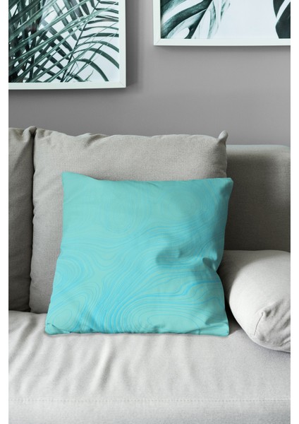 Çift Tarafı Baskılı Turkuaz Dalga Stili Desenli Süet Kırlent Kılıfı modelleri