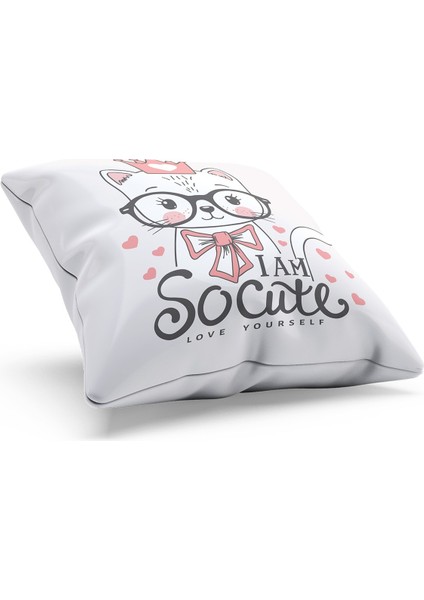 Çift Tarafı Baskılı So Cute Desenli Süet Kırlent Kılıfı fiyatları