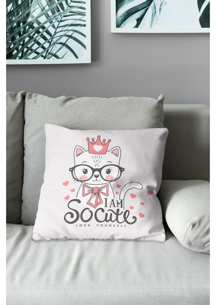 Çift Tarafı Baskılı So Cute Desenli Süet Kırlent Kılıfı modelleri