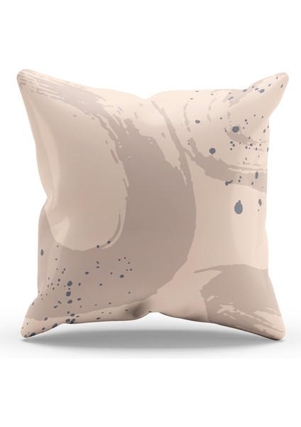 Çift Tarafı Baskılı Kahverengi Fırça - 4 Desenli Süet Kırlent Kılıfı