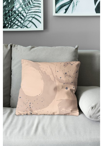 Çift Tarafı Baskılı Kahverengi Fırça - 4 Desenli Süet Kırlent Kılıfı modelleri