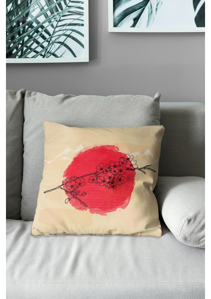 Çift Tarafı Baskılı Blossom Japan - 2 Desenli Süet Kırlent Kılıfı modelleri