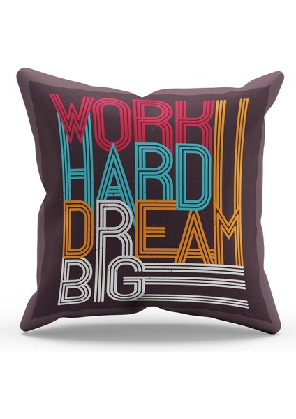 Çift Tarafı Baskılı Motivation Type-4 Desenli Süet Kırlent Kılıfı