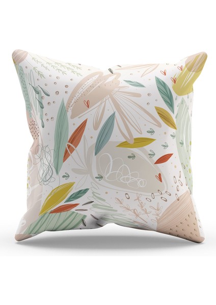 Çift Tarafı Baskılı Xero Floral-1 Desenli Süet Kırlent Kılıfı