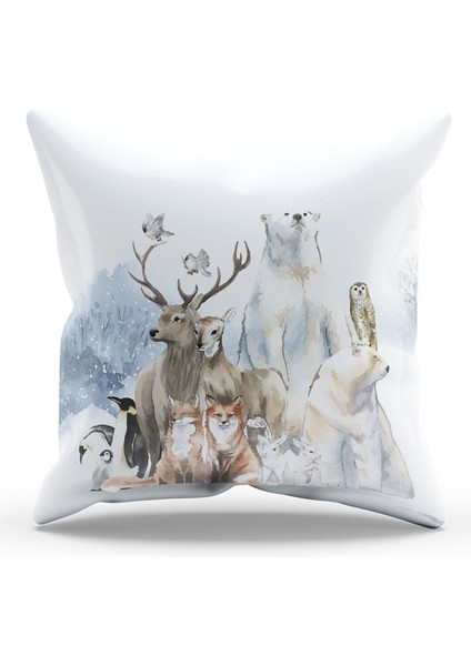 Çift Tarafı Baskılı Kartpostal Desenli Süet Kırlent Kılıfı